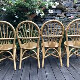 Set of 4 rattan chairs and cannage