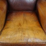 Vintage Sheepskin Leather Wingback Chair