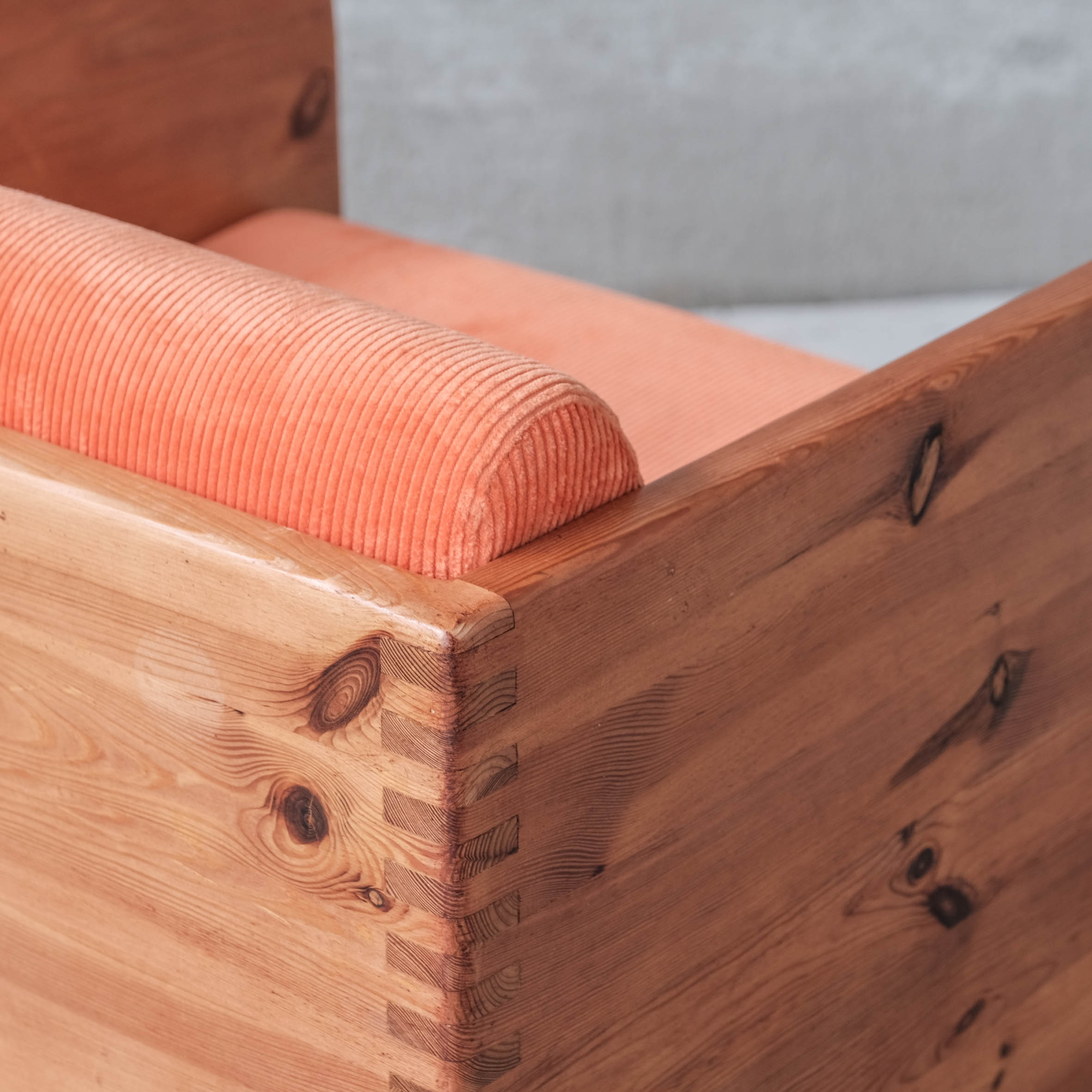 Pair of mid-century pine armchairs