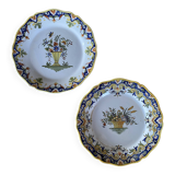 Set of 2 decorative earthenware plates from Desvres