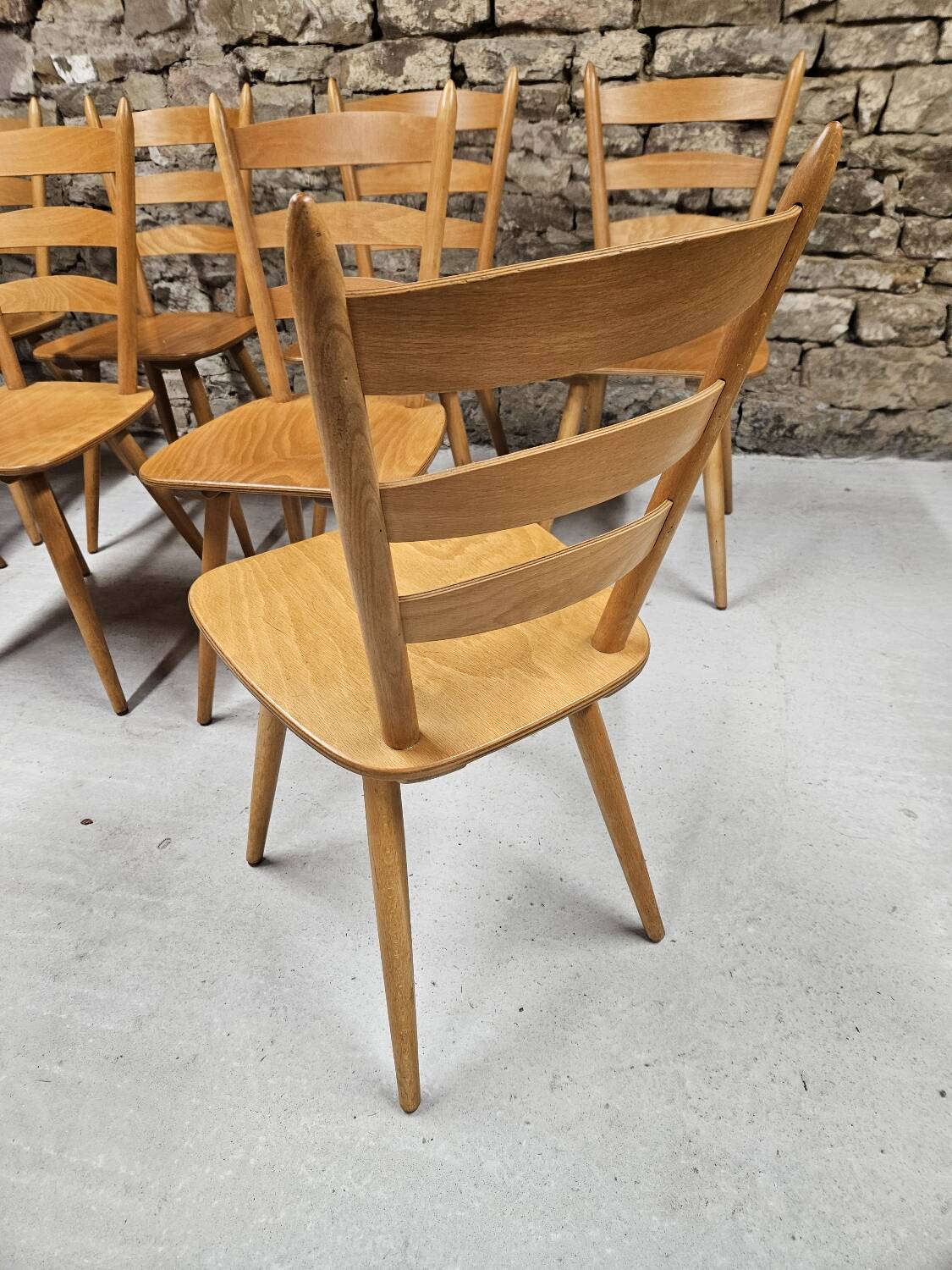Lot of 8 country bistro chairs 1970