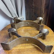 Brutalist wrought iron candlestick pair