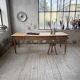 Pine and oak farmhouse table with multiple drawers, communal type, 240cm.