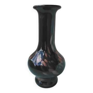 Vase en verre noir à paillettes