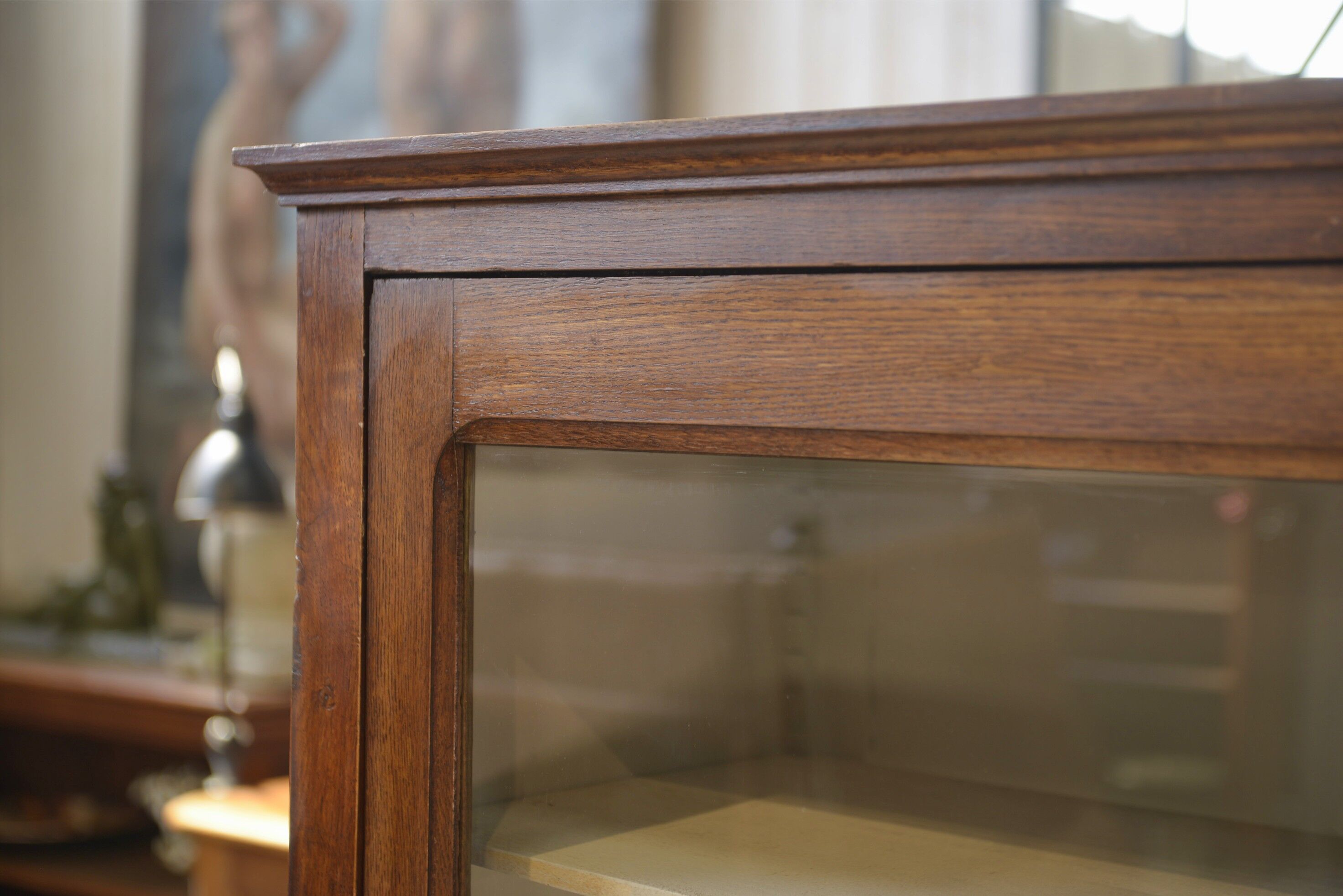 1940s oak display cabinet