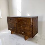 A vintage Italian chest of drawers, made of veneered walnut and solid wood,
