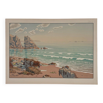 Lithographie par Henri Rivière "Les Aspects de la Nature - La Mer"