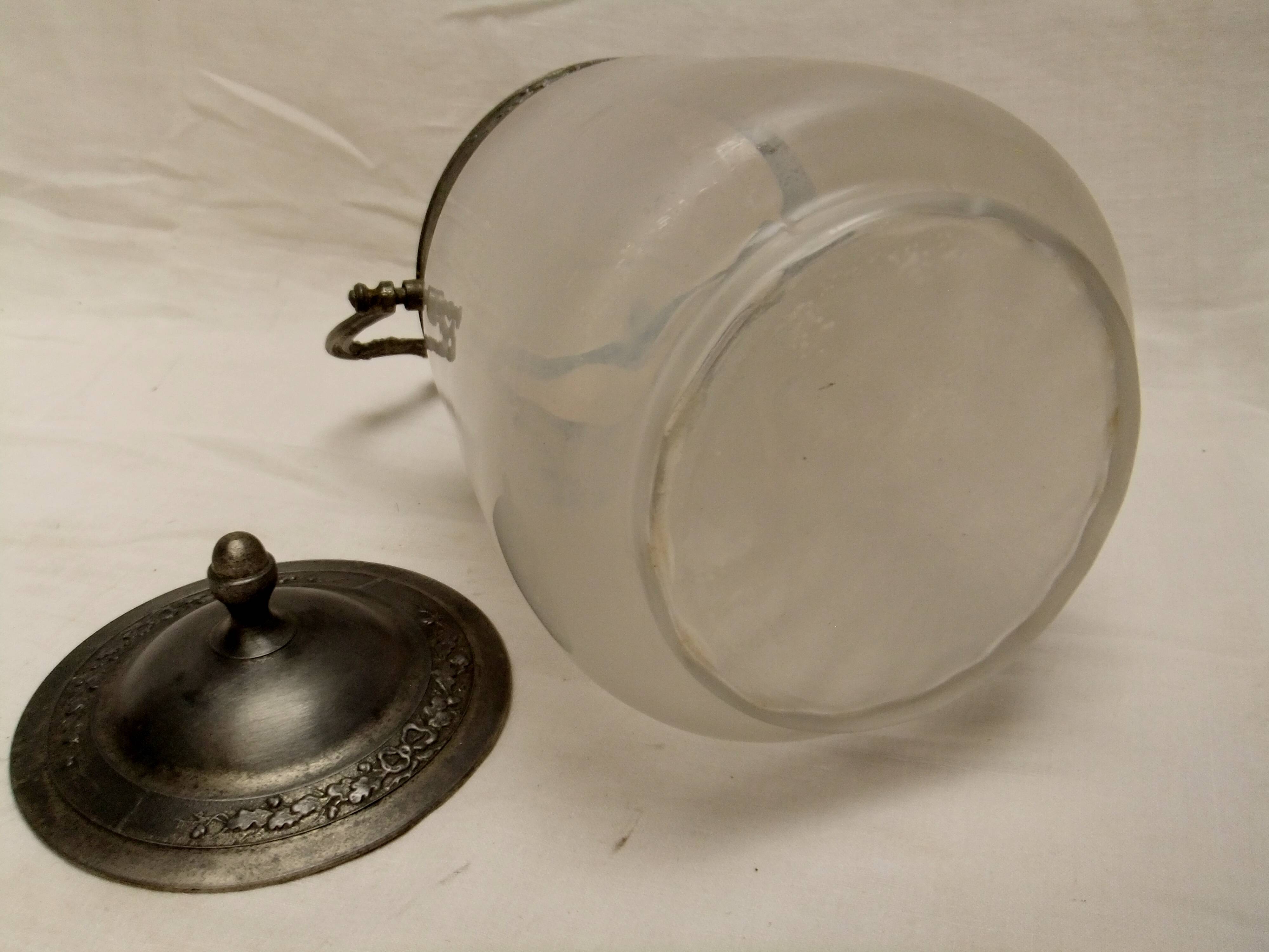 Old opaque blown glass cookie jar kitchen candy collection