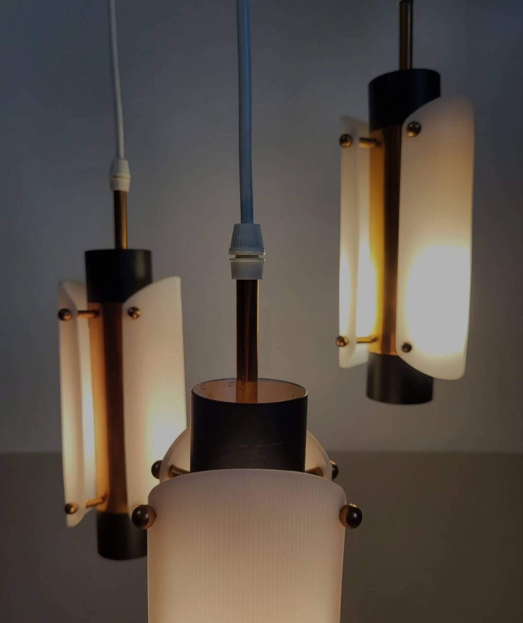 Vintage Scandinavian suspension in plexiglass and copper, probably Danish.