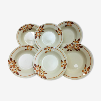 6 Vintage Hollow Plates in Earthenware