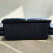 Vintage black leather 3-seater sofa Rolf Benz 6500
