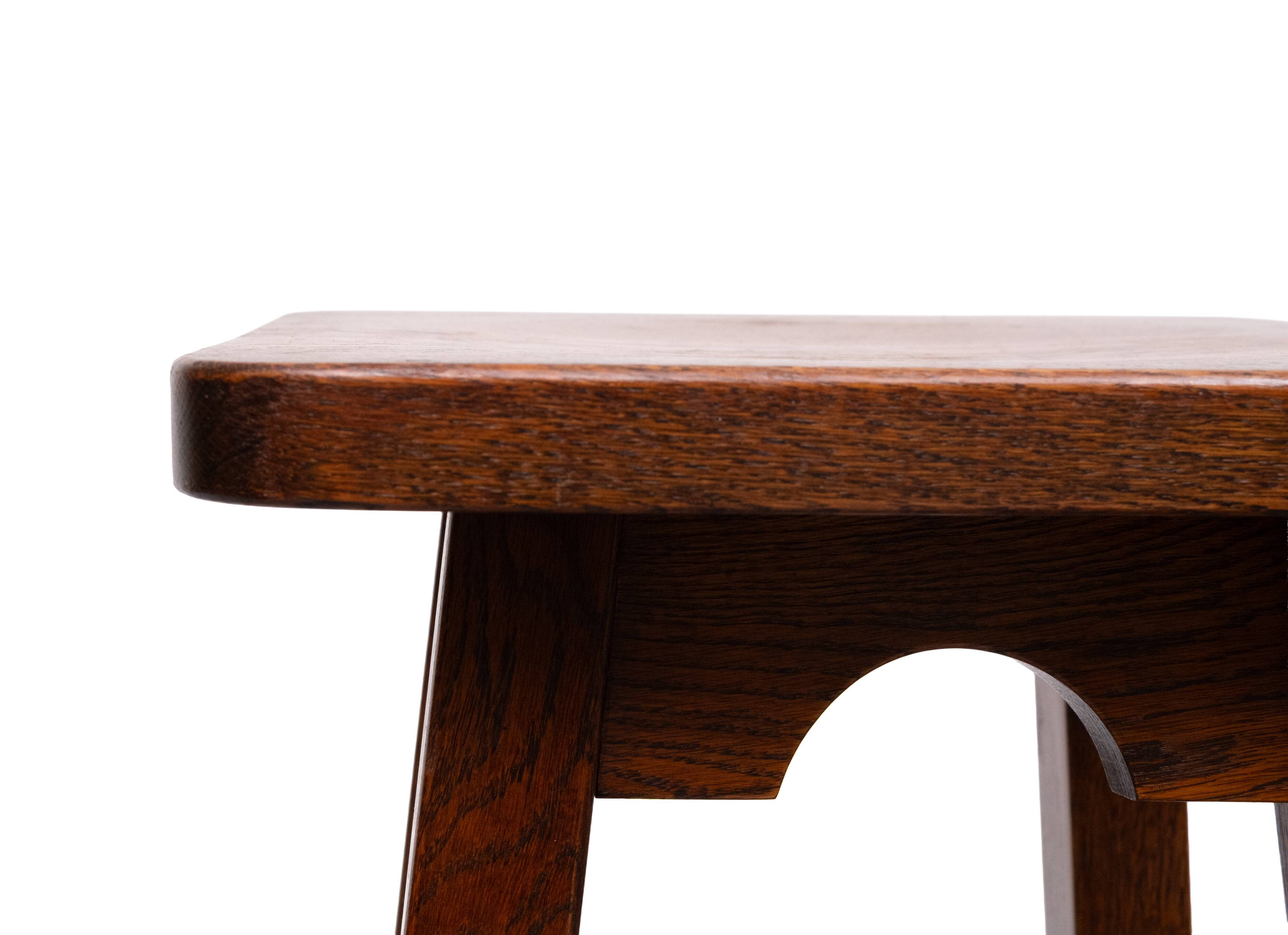 set of 6 Brutalist Solid Oak stools 1970s Holland