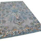Handmade Hi-Low Pile Oriental 1980s 167 cm x 285 cm Blue Rug