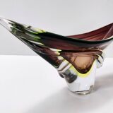 Bol ou centre de table en verre Sommerso marron par Seguso, Italie