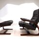 Westnofa Panter Leather Lounge Chair with Ottoman by Arnt Lande, 1970s