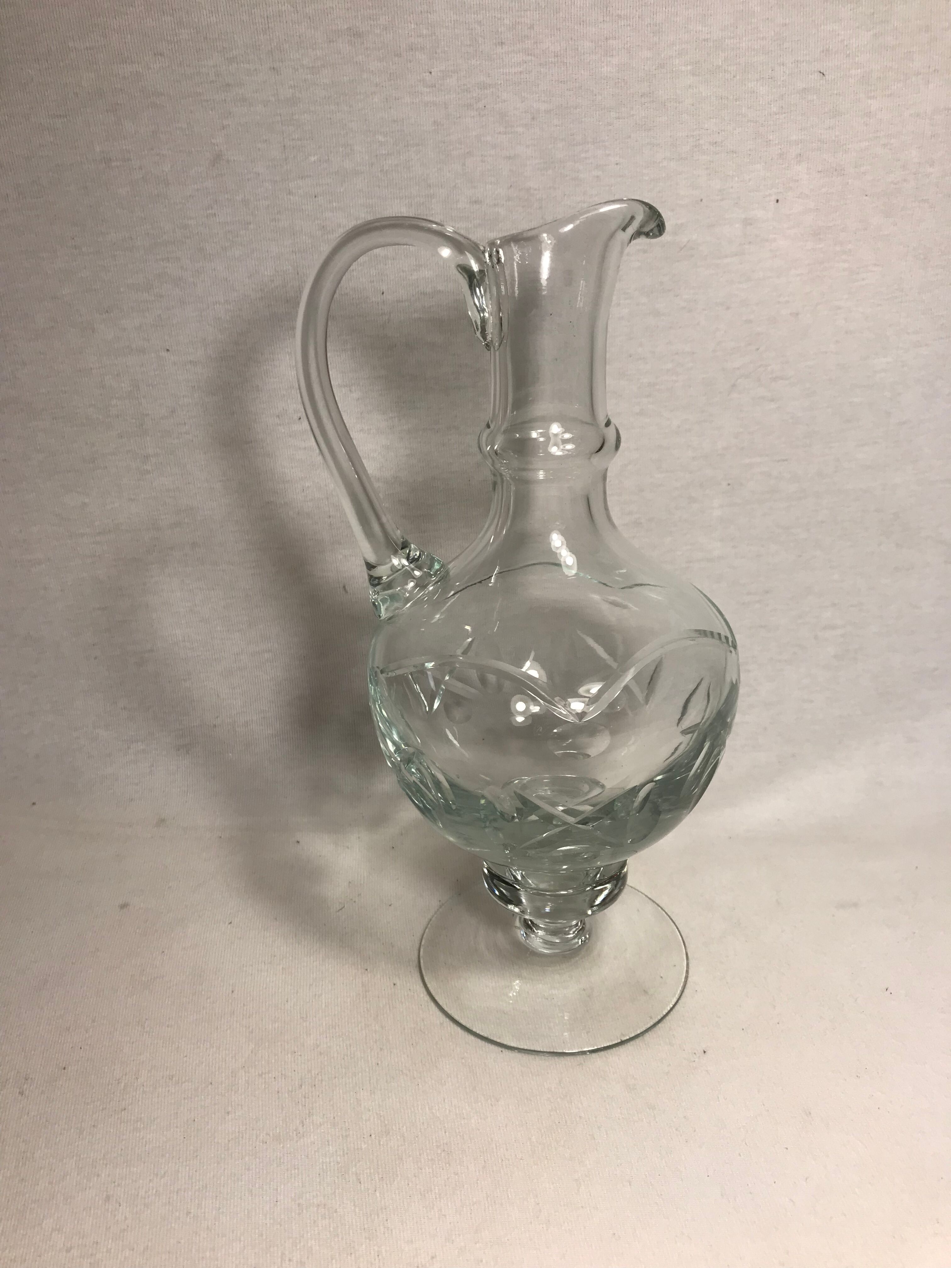 Former pitcher Ewer molded Crystal polished jug Vintage