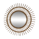 Vintage round bamboo mirror with faceted glass, 1950s