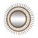 Vintage round bamboo mirror with faceted glass, 1950s