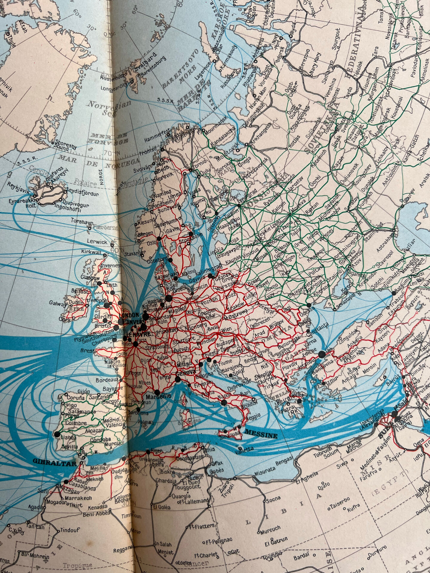 Old map Communications — Northern Hemisphere | Maritime routes & p