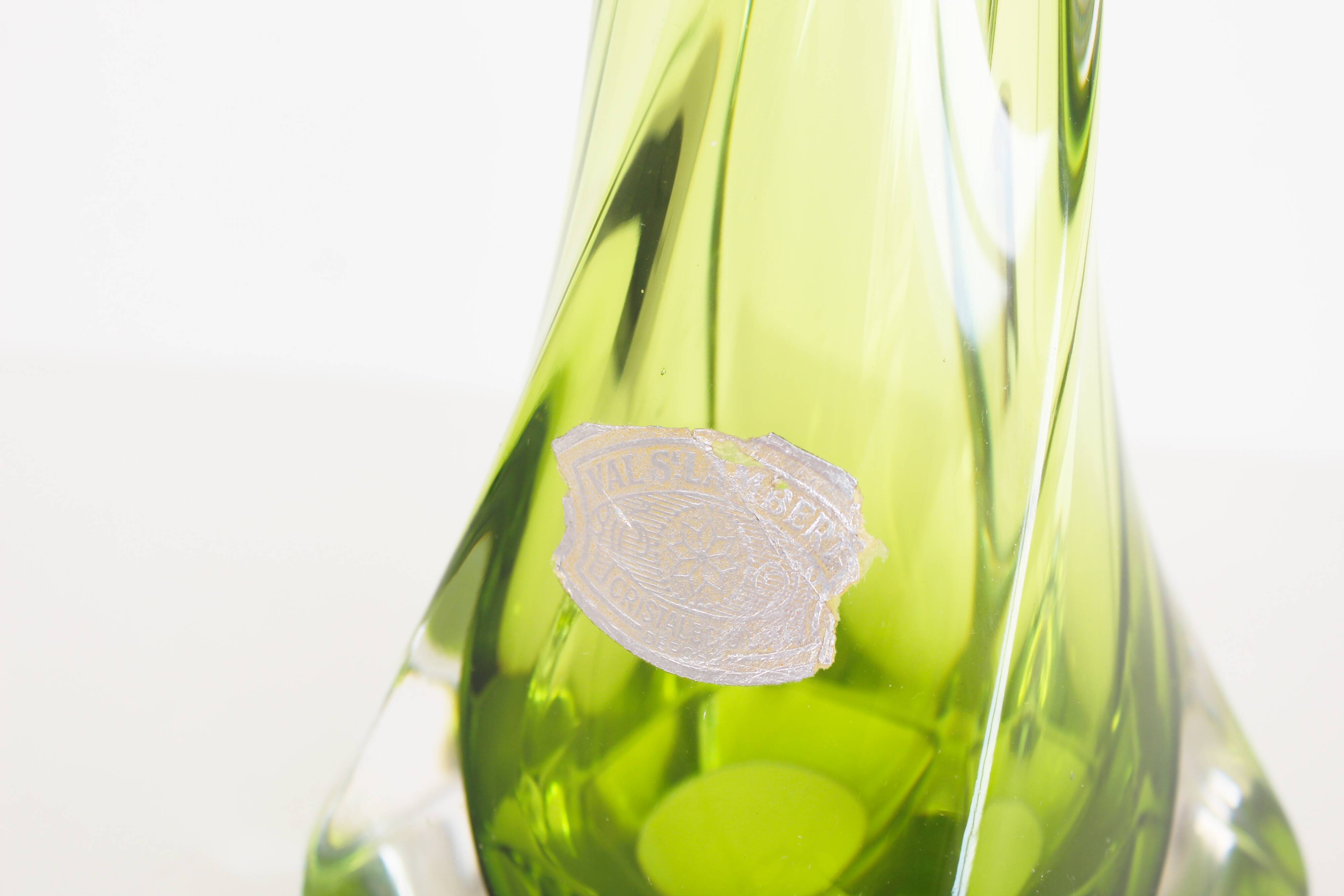 Vintage Belgian crystal glass table lamp by Val Saint Lambert