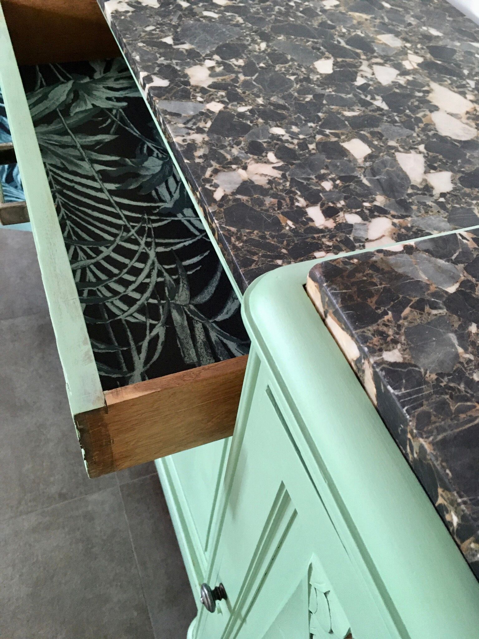 Old art deco green mint buffet