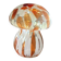 Mosaic glass mushroom lamp in orange, white, and clear.