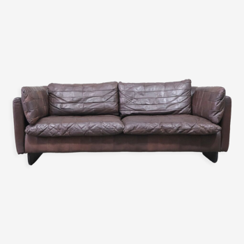 Mid-century patchwork leather sofa, 1970s