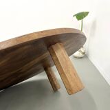 Duo of large modernist tripod coffee tables