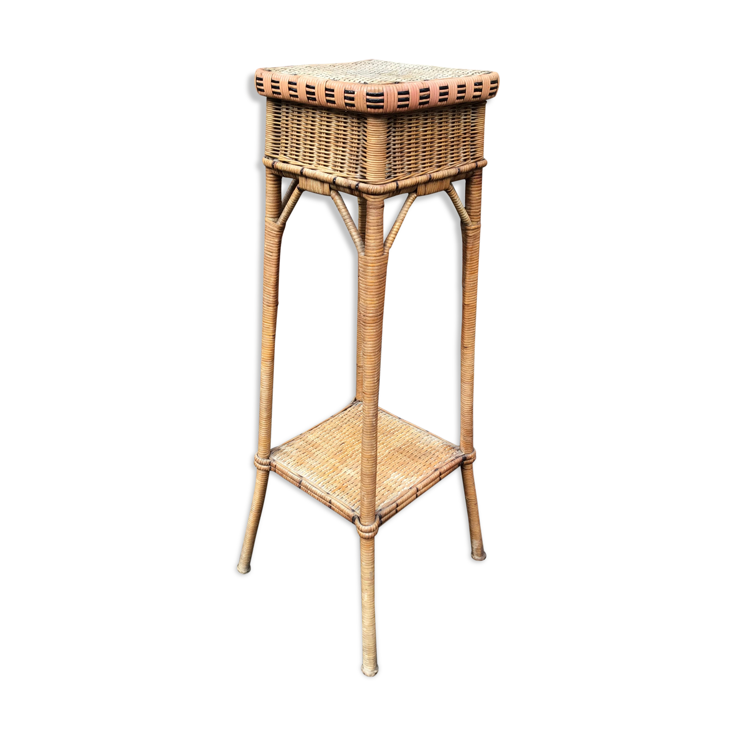 Porte plantes selette rotin vintage 1950