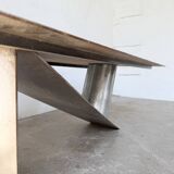 Handcrafted metal coffee table from the 1970s