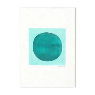 Painting on paper • turquoise blue m716 • signed eawy