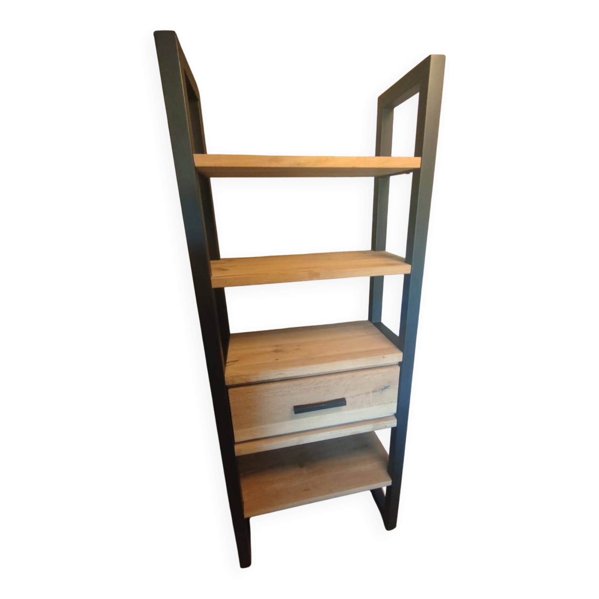 Design library / "Clifwood" shelf in solid oak & metal – Monsie