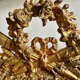 Miroir trumeau ancien de cheminée en bois doré 125x80