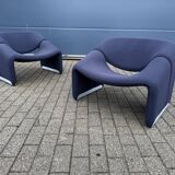 2x Artifort Groovy F598 by Pierre Paulin, Dark Blue, original