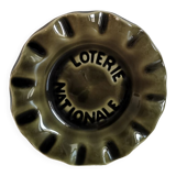 Ashtray national lottery ceramic sandstone green khaki signed st clement
