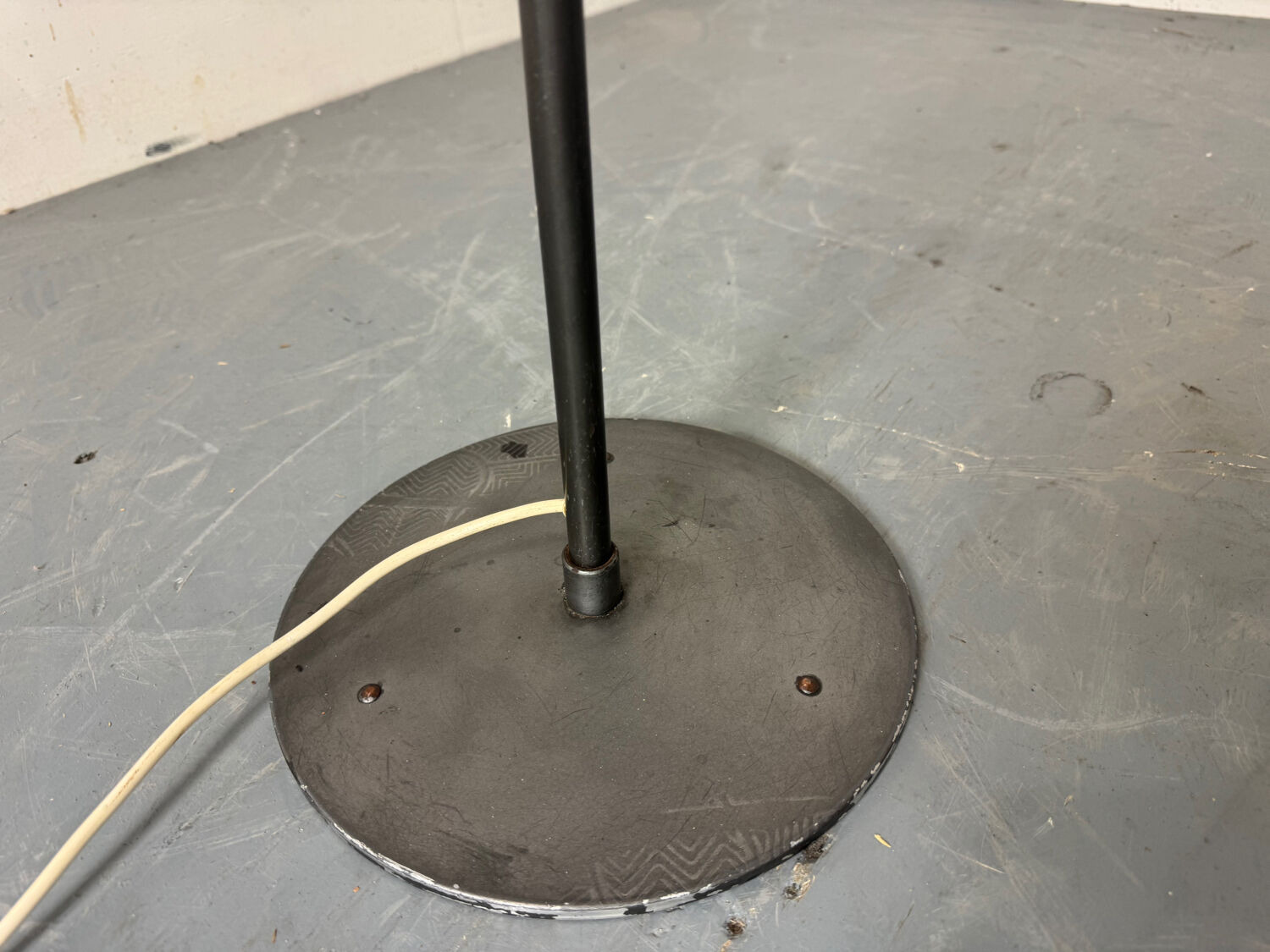 Mid Century France Modernist steel, brass and glass floor lamp, 1950s