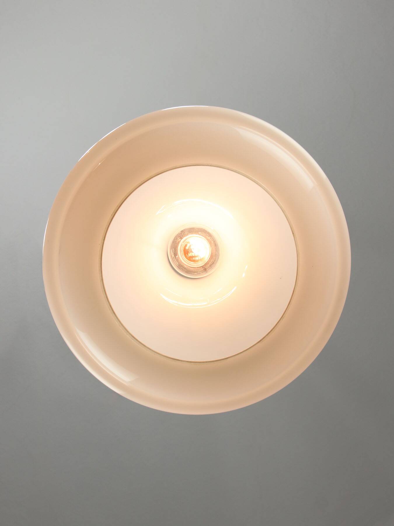 Mid-Century Italian White Glass and Brass Pendant Lamp