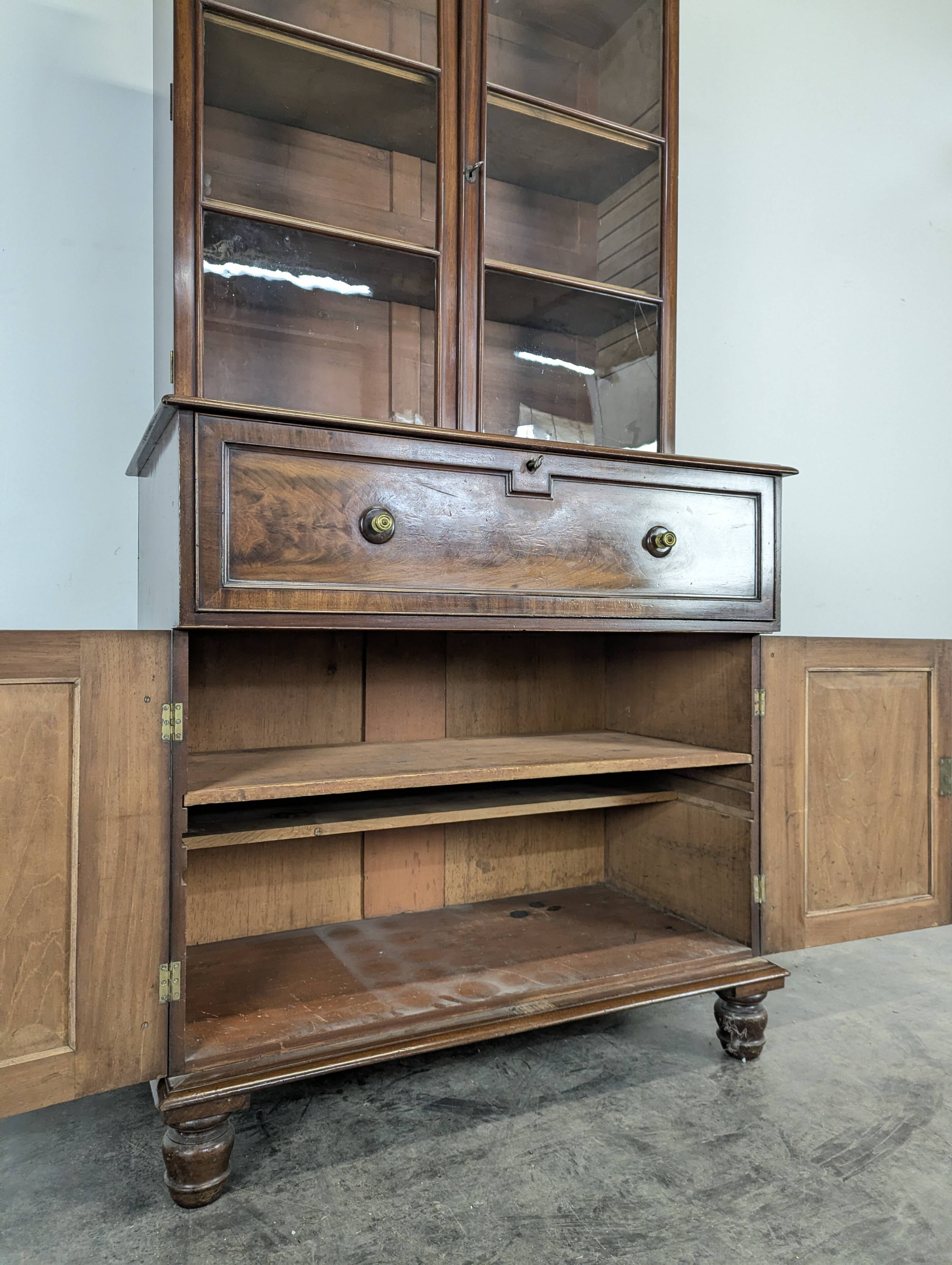 English mahogany secretary bookcase.