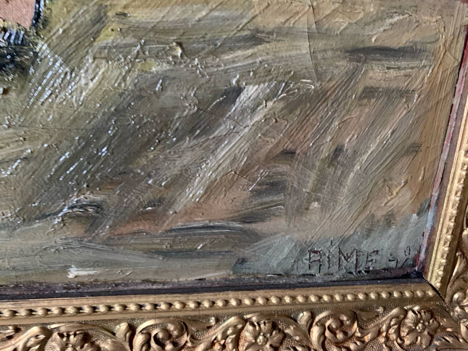 Old painting bouquet of yellow flowers