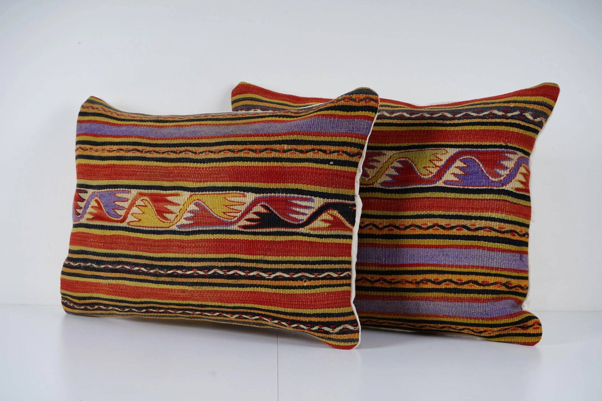 Set of 2 vintage kilim cushion covers 41x61 cm