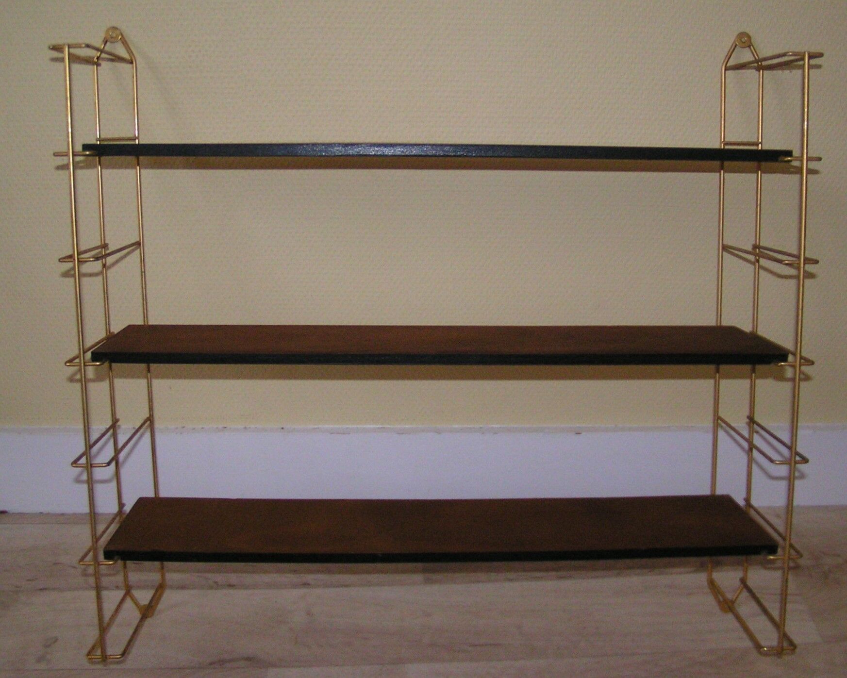 Shelves string wood and brass golden 60