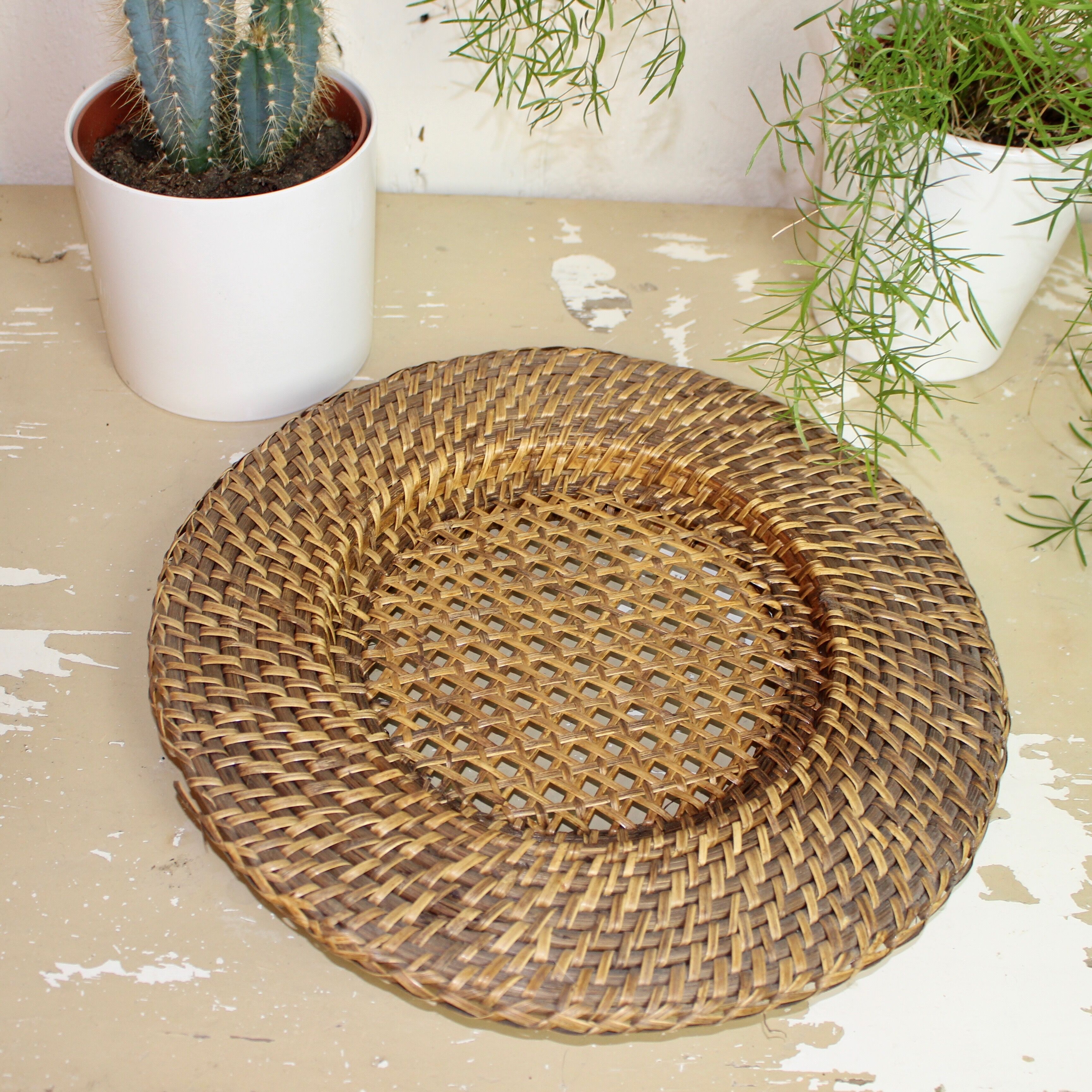 Canning and rattan tray