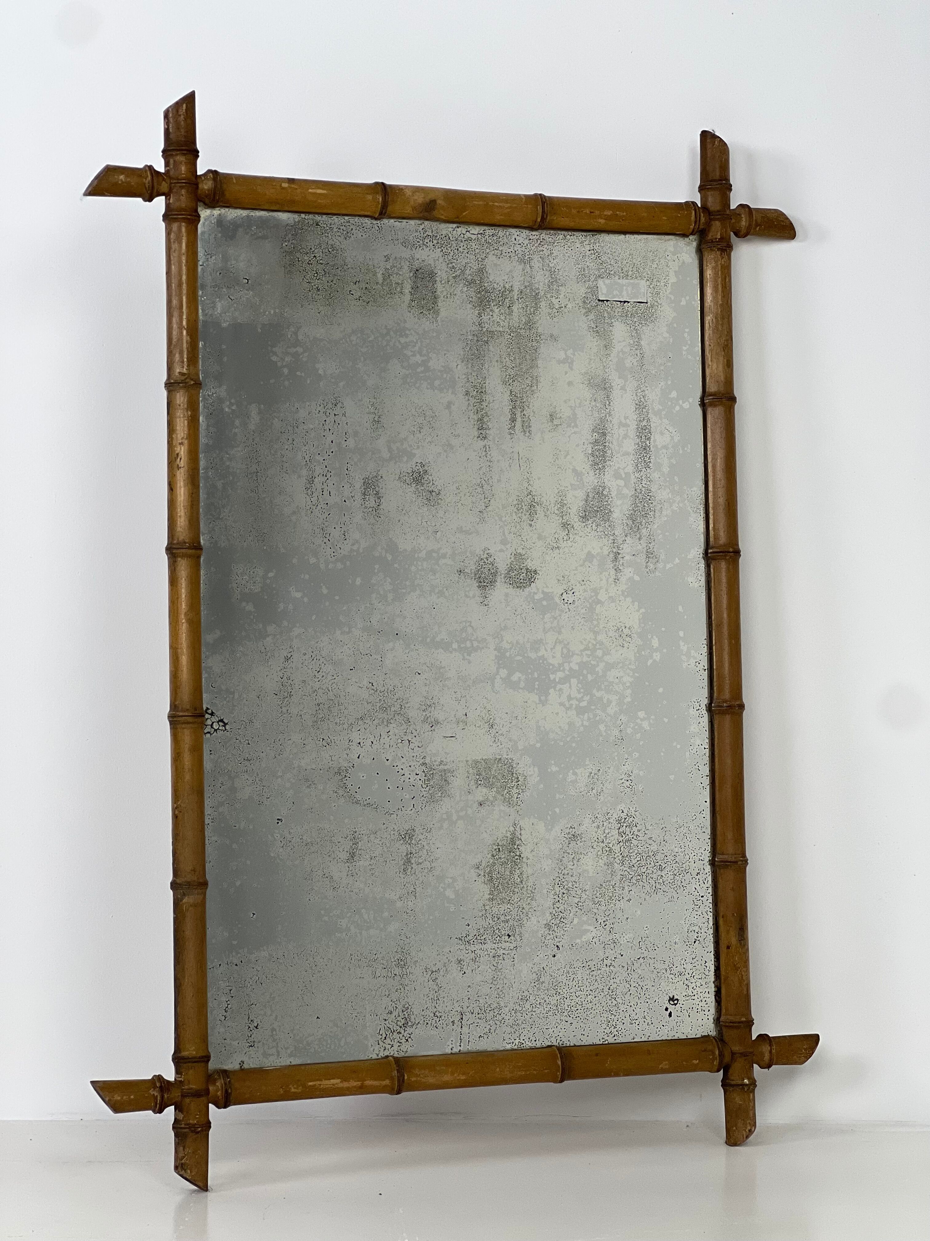 Faux bamboo mirror antique