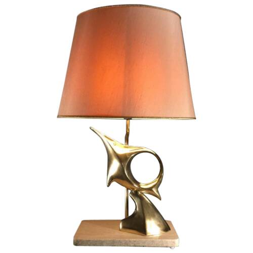 Hollywood Regency modernist stylized fish table lamp / sculpture, bro