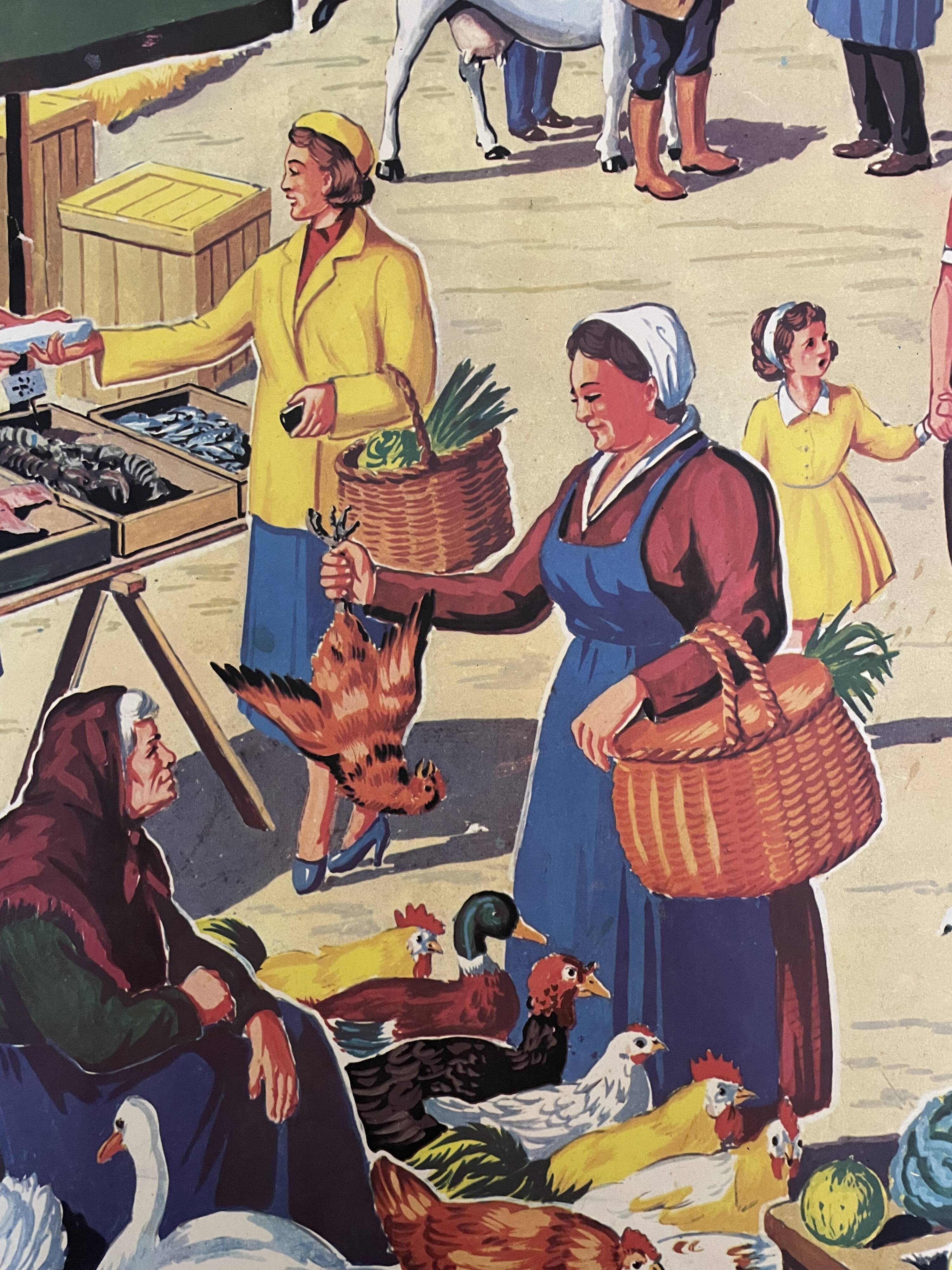 Vintage mdi school poster "the market, the fair