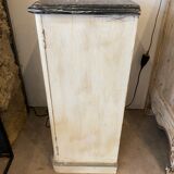 Small buffet early 20th century in beige and gray patinated wood with shelf