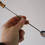 Service of 8 spoons of stainless steel jam and bamboo, vintage