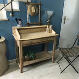 Former hairdresser or desk made of raw wood