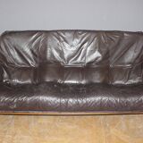 Brutalist Leather Sofa circa 1970