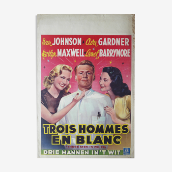 Affiche cinéma originale "Trois hommes en blanc" Ava Gardner 1944